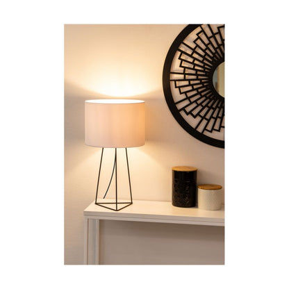 SPOT Light bordlampe 1xE27 25W klassisk sort med hvid stofskærm, polsk producent, 1 stk.