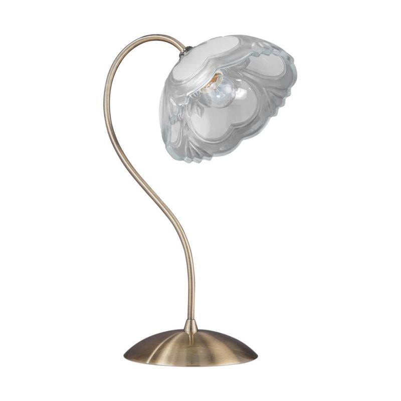 Spot Light bordlampe 1xE27 60W med subtil patineret metalfod og hvid skærm, polsk producent, 1 stk.