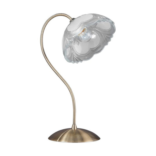 Spot Light bordlampe 1xE27 60W med subtil patineret metalfod og hvid skærm, polsk producent, 1 stk.