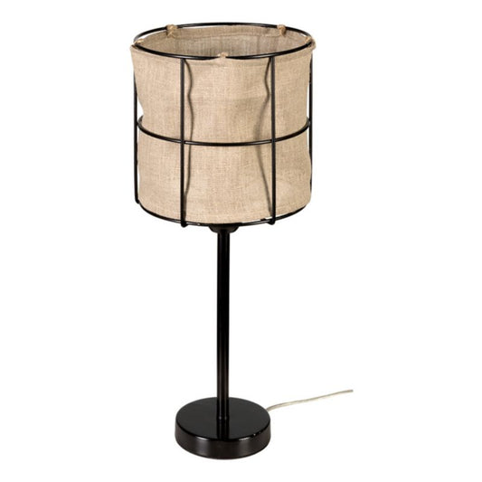 SPOT Light bordlampe 1xE27 maks. 15W LED klassisk kombination af sort og beige hør, polsk producent, 1 stk.
