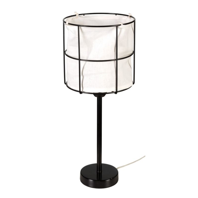 Spot Light bordlampe 1xE27 maks. 15W LED – moderne kombination af sort metalfod og hvidt linned, polsk producent, 1 stk.