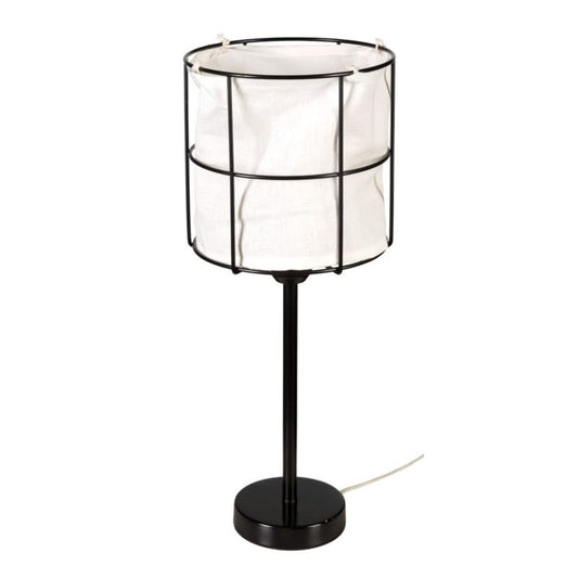 Spot Light bordlampe 1xE27 maks. 15W LED – moderne kombination af sort metalfod og hvidt linned, polsk producent, 1 stk.