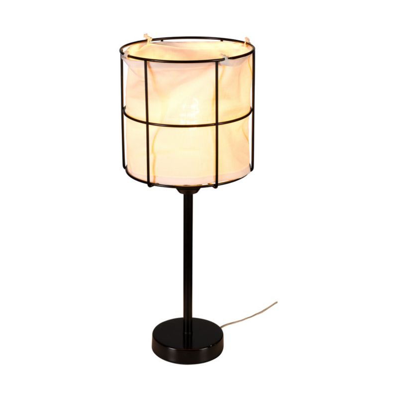 Spot Light bordlampe 1xE27 maks. 15W LED – moderne kombination af sort metalfod og hvidt linned, polsk producent, 1 stk.