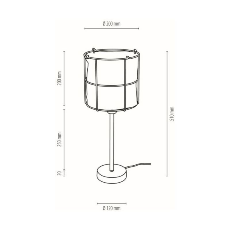 Spot Light bordlampe 1xE27 maks. 15W LED – moderne kombination af sort metalfod og hvidt linned, polsk producent, 1 stk.