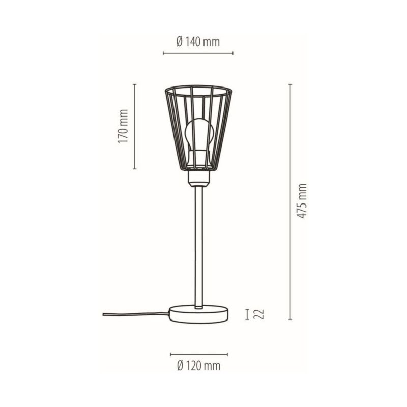 SPOT Light bordlampe 1xE27 maks. 25W i industriel sort i moderne stil, polsk producent, 1 stk.