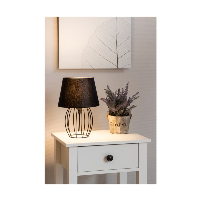SPOT Light bordlampe 1xE27 maks. 25W industrielt design med sort metalramme og sort stofskærm, polsk producent, 1 stk.