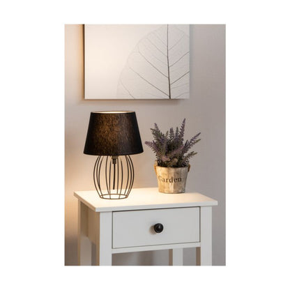 SPOT Light bordlampe 1xE27 maks. 25W industrielt design med sort metalramme og sort stofskærm, polsk producent, 1 stk.