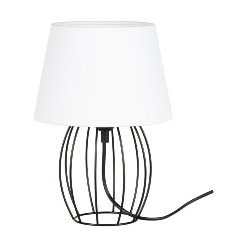 Bordlampe SPOT Light 1xE27 Max. 25W Klassisk Kombination af Sort Metal og Hvidt Stof, Polsk Producent, 1 stk.