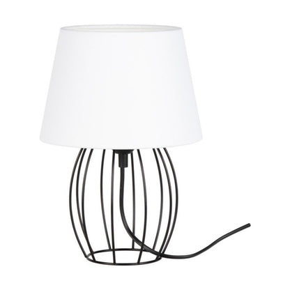 Bordlampe SPOT Light 1xE27 Max. 25W Klassisk Kombination af Sort Metal og Hvidt Stof, Polsk Producent, 1 stk.