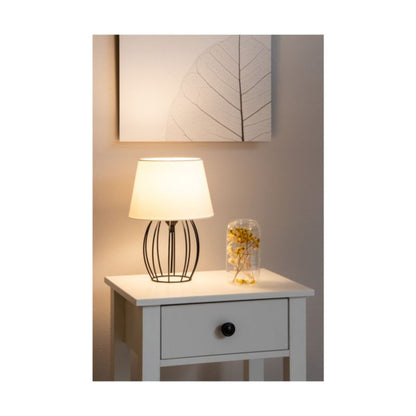 Bordlampe SPOT Light 1xE27 Max. 25W Klassisk Kombination af Sort Metal og Hvidt Stof, Polsk Producent, 1 stk.