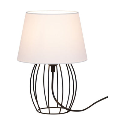 Bordlampe SPOT Light 1xE27 Max. 25W Klassisk Kombination af Sort Metal og Hvidt Stof, Polsk Producent, 1 stk.