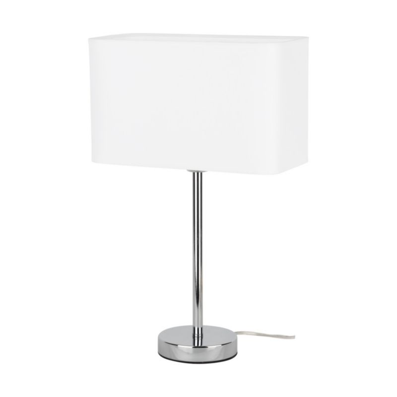 Bordlampe SPOT Light 1xE27 Max. 25W med krombase og hvid rektangulær lampeskærm, polsk producent, 1 stk.