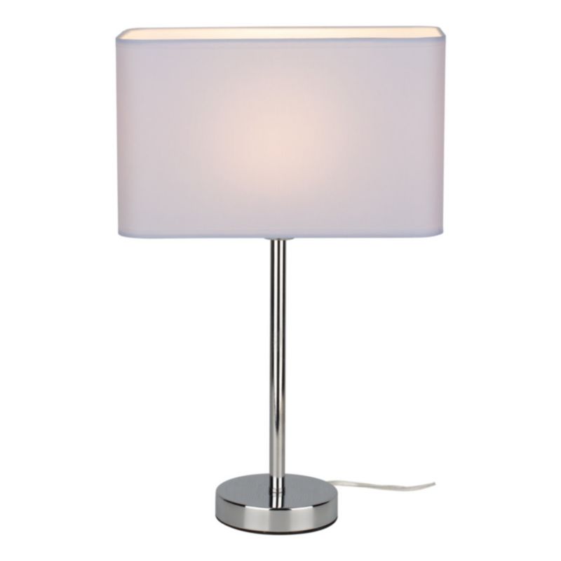 Bordlampe SPOT Light 1xE27 Max. 25W med krombase og hvid rektangulær lampeskærm, polsk producent, 1 stk.
