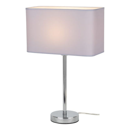 Bordlampe SPOT Light 1xE27 Max. 25W med krombase og hvid rektangulær lampeskærm, polsk producent, 1 stk.