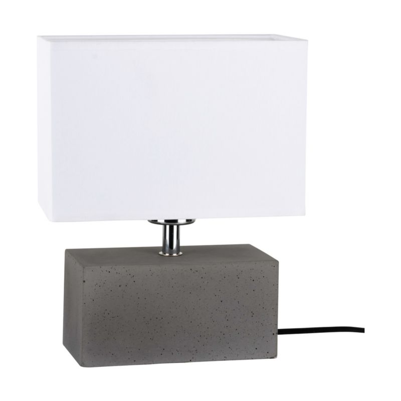 Bordlampe SPOT Light 1xE27 Max. 25W Grå Beton med Hvidt Stof, Polsk Producent, 1 stk.