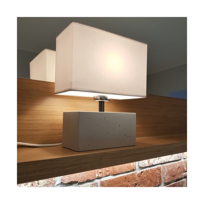 Bordlampe SPOT Light 1xE27 Max. 25W Grå Beton med Hvidt Stof, Polsk Producent, 1 stk.