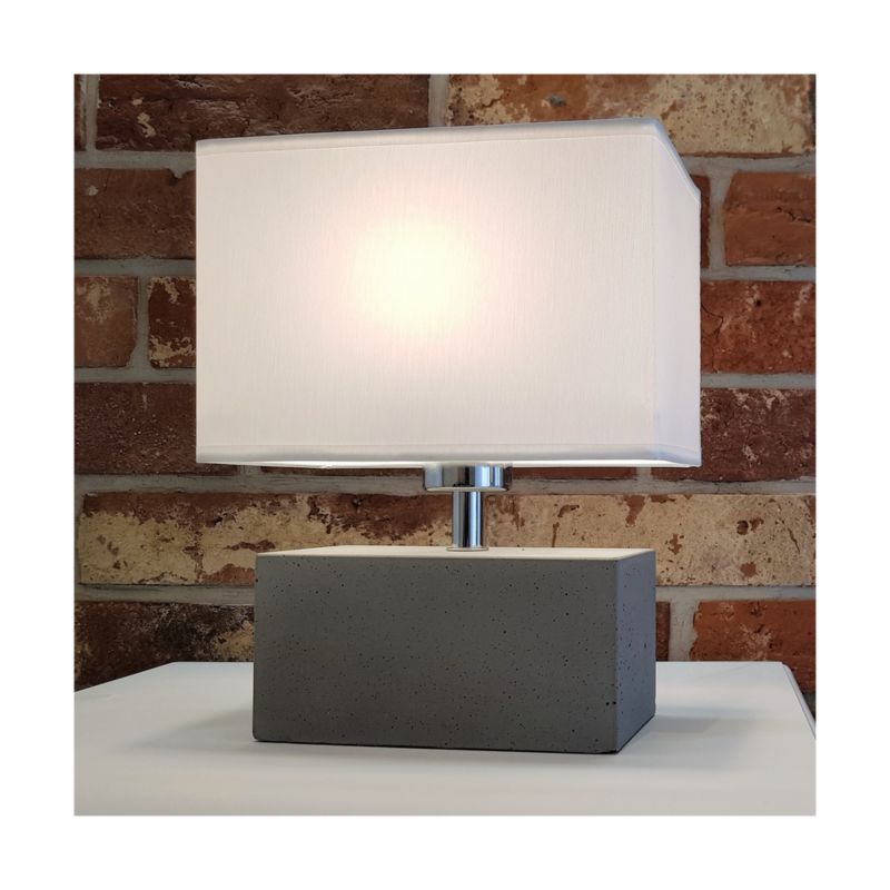 Bordlampe SPOT Light 1xE27 Max. 25W Grå Beton med Hvidt Stof, Polsk Producent, 1 stk.