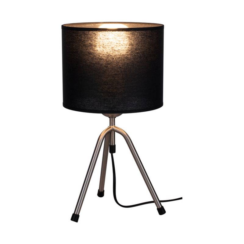Bordlampe SPOT Light 1xE27 Maks. 40W Satin-komposition med sort stofskærm, polsk producent, 1 stk.