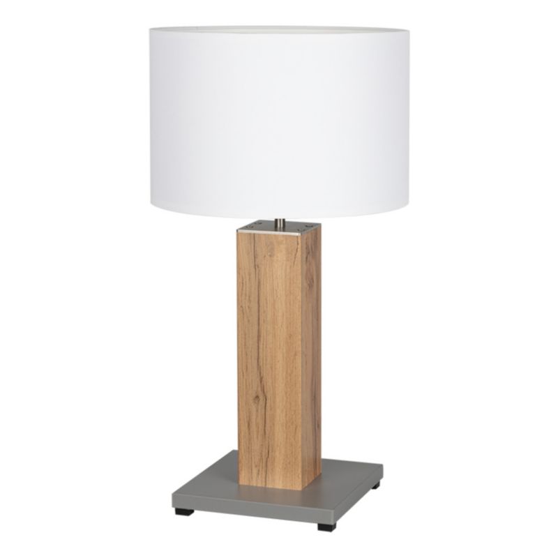 Bordlampe SPOT Light 1xE27 Max. 40W MDF med Egfinér og Hvid Stoffskærm, Polsk Producent, 1 stk.