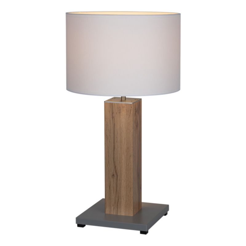 Bordlampe SPOT Light 1xE27 Max. 40W MDF med Egfinér og Hvid Stoffskærm, Polsk Producent, 1 stk.