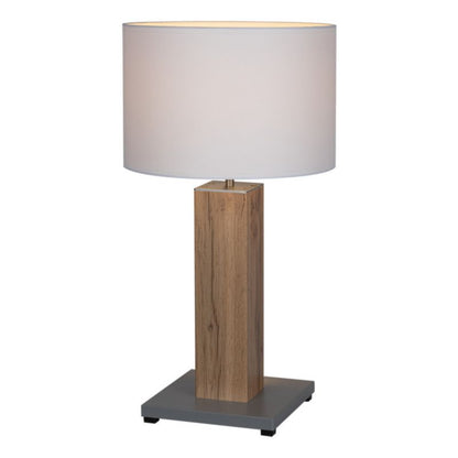 Bordlampe SPOT Light 1xE27 Max. 40W MDF med Egfinér og Hvid Stoffskærm, Polsk Producent, 1 stk.