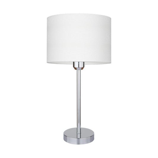 Bordlampe SPOT Light 1xE27 Max. 40W Kombination af Krom og Stof med Træmønster, Polsk Producent, 1 stk.