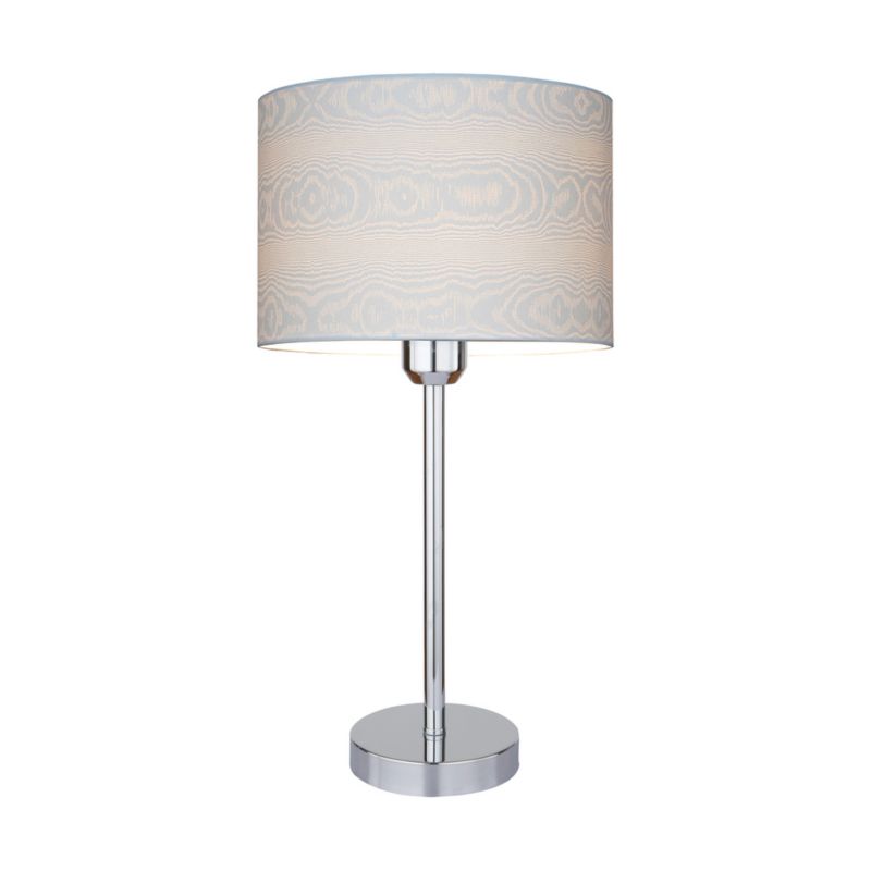 Bordlampe SPOT Light 1xE27 Max. 40W Kombination af Krom og Stof med Træmønster, Polsk Producent, 1 stk.