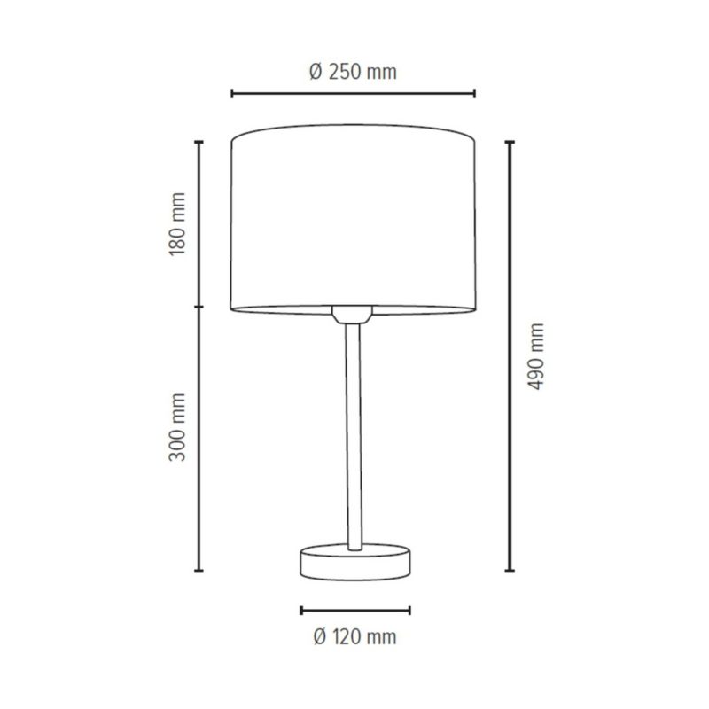 Bordlampe SPOT Light 1xE27 Max. 40W Kombination af Krom og Stof med Træmønster, Polsk Producent, 1 stk.