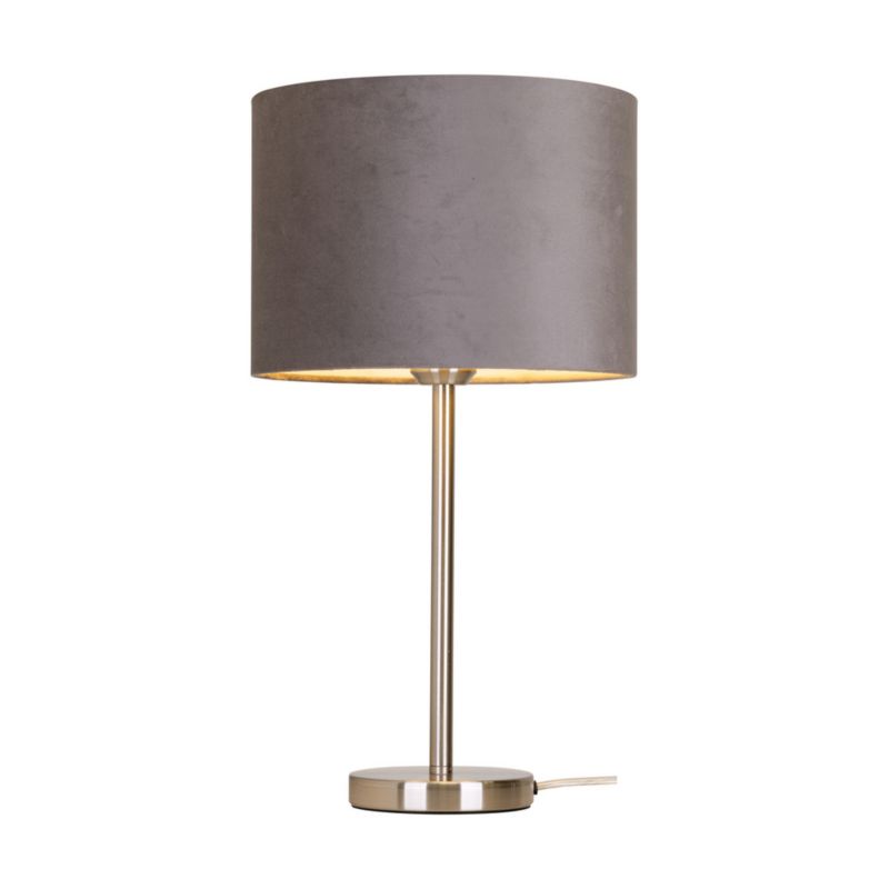SPOT Light bordlampe 1xE27 maks. 40W satinfinish med gråt stofskærm, polsk producent, 1 stk.