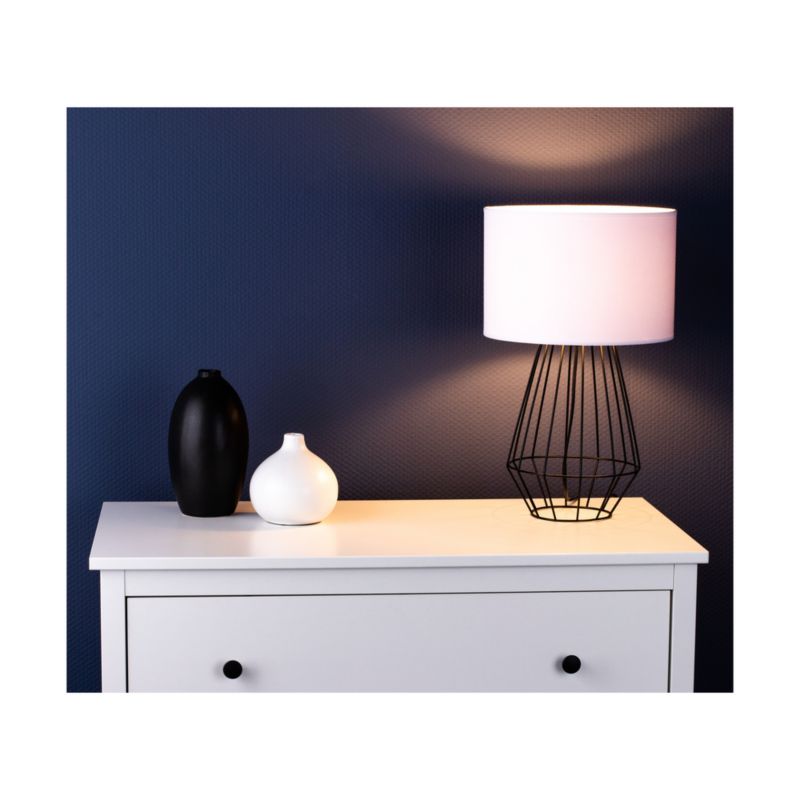 SPOT Light bordlampe 1xE27 maks. 60W med sort metalfod og hvid skærm, polsk producent, 1 stk.