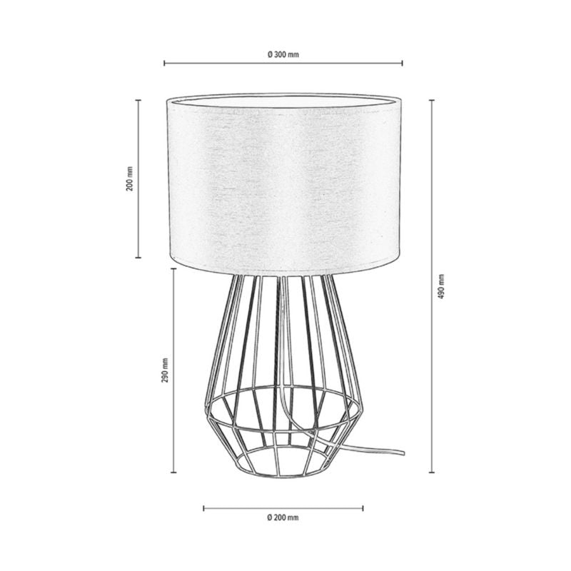 SPOT Light bordlampe 1xE27 maks. 60W med sort metalfod og hvid skærm, polsk producent, 1 stk.