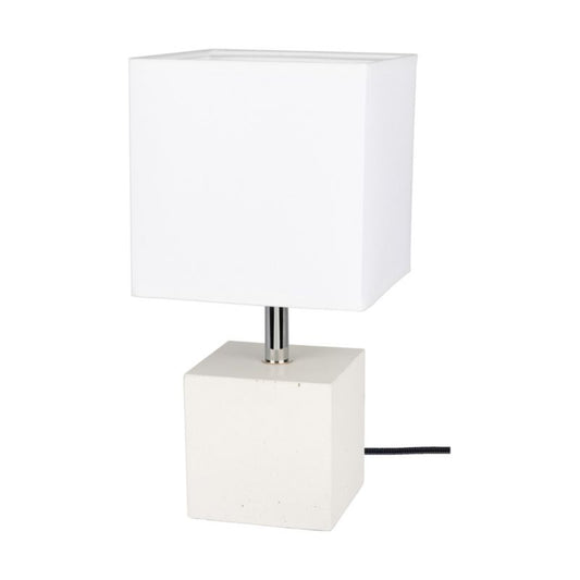 Bordlampe SPOT Light Square 1xE27 Max. 25W Kombination af Hvid Beton og Hvidt Stof, Polsk Producent, 1 stk.