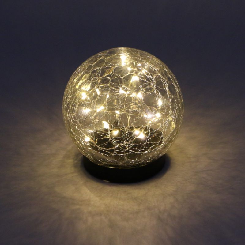Solarlampe Bordlampe Sprængt Kugle 12 cm Sort/Gennemsigtig