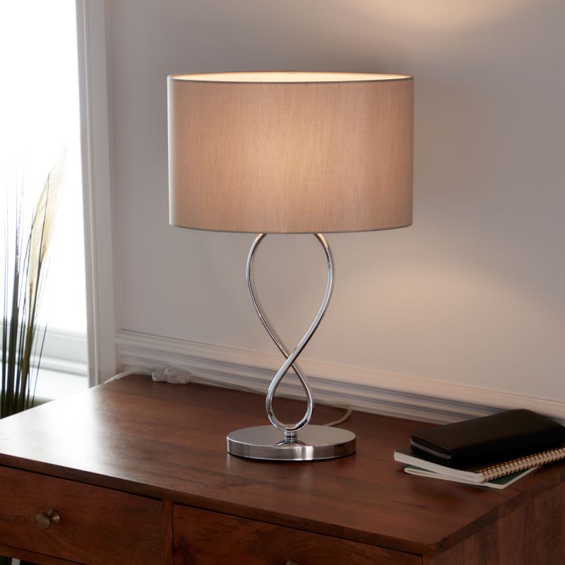 GoodHome Carnavon bordlampe E14 krom