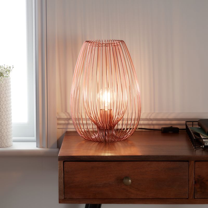 GoodHome Dharug bordlampe 1-punkts E27 kobber