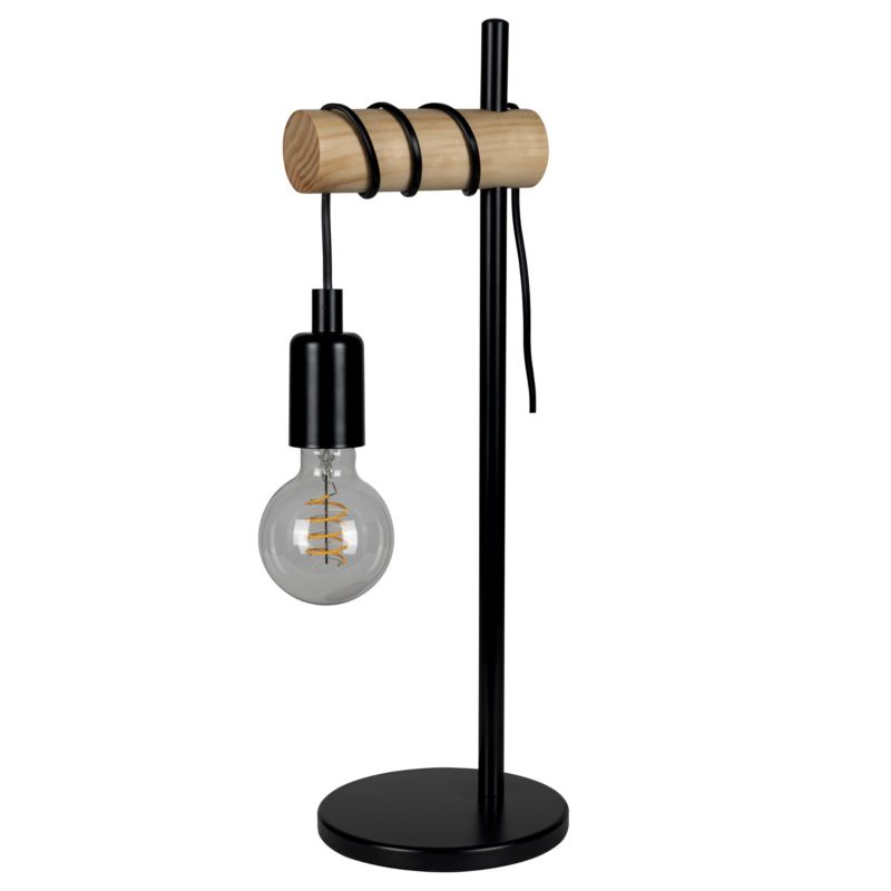 Bordlampe Hornero 1xE27 Træ Sort/Natur 49,2 cm