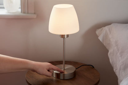 GoodHome Kluan bordlampe E14 mat‑krom
