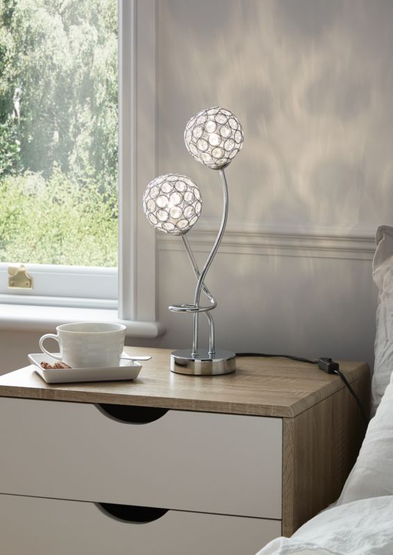 GoodHome Mantus bordlampe 2 x G9 krom