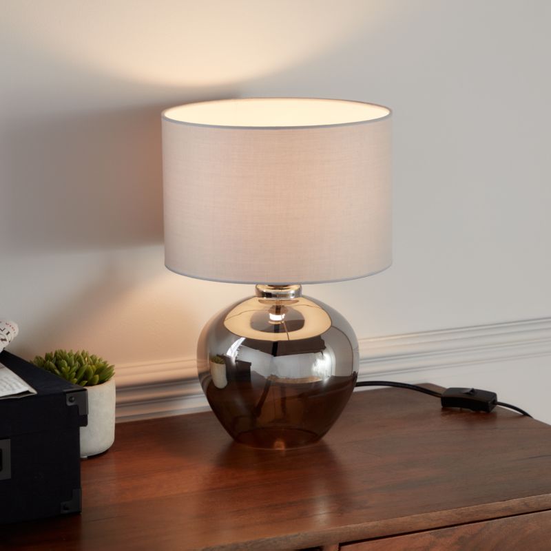 GoodHome Marietaz 1-punkts bordlampe E14 taupe / røgfarvet