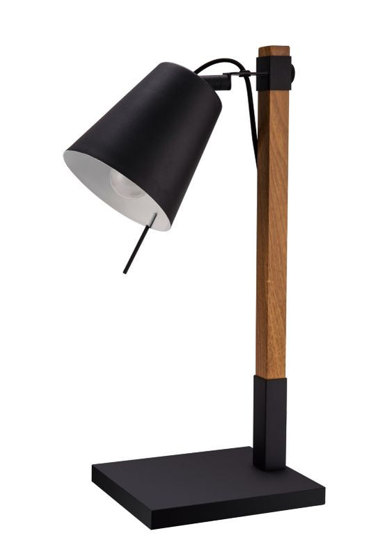GoodHome Menonry bordlampe 1-punkts E27 mat-sort / trælook
