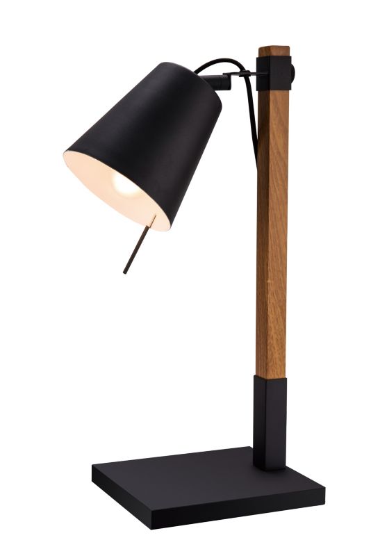 GoodHome Menonry bordlampe 1-punkts E27 mat-sort / trælook