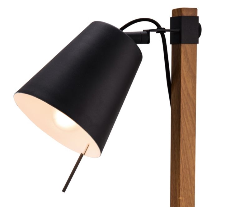 GoodHome Menonry bordlampe 1-punkts E27 mat-sort / trælook