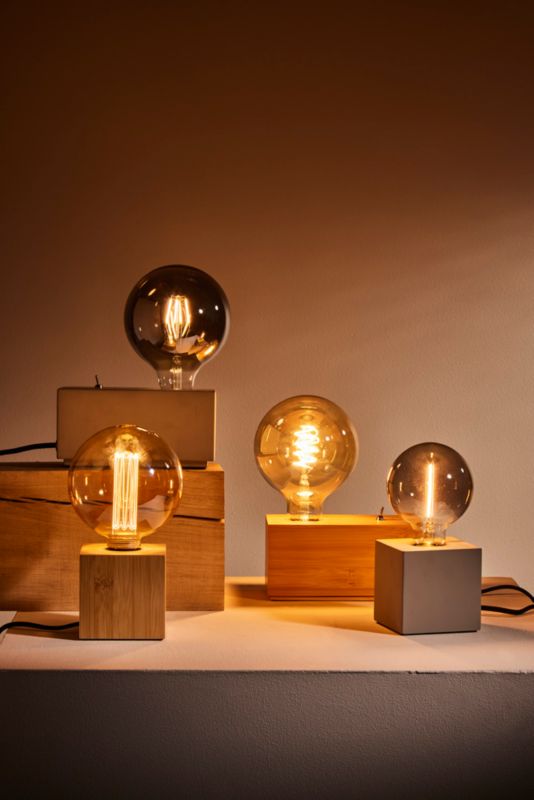 GoodHome Qausuit Bamb E27 bordlampe kvadratisk