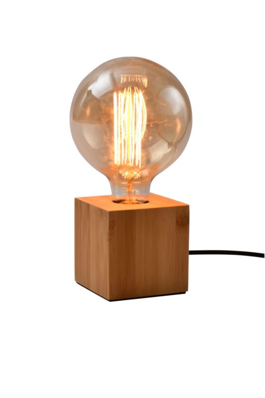 GoodHome Qausuit Bamb E27 bordlampe kvadratisk