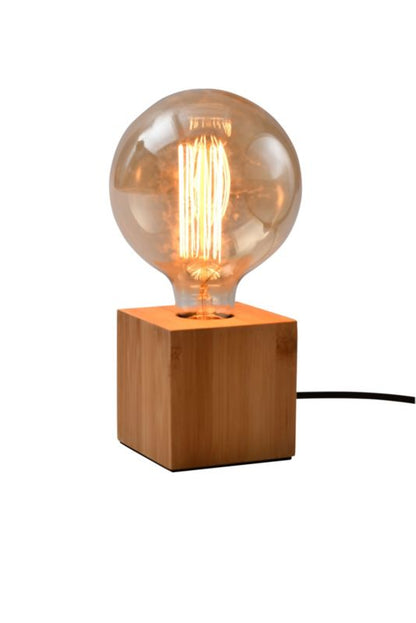 GoodHome Qausuit Bamb E27 bordlampe kvadratisk