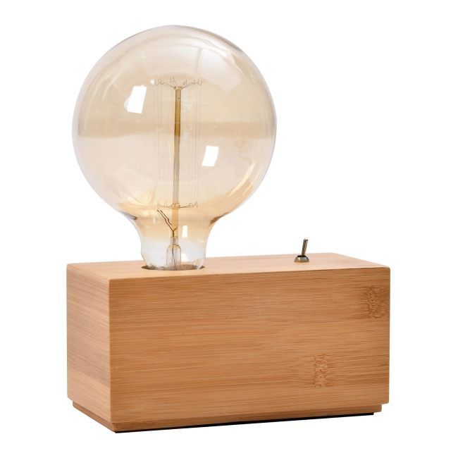 GoodHome Qausuit Bamb E27 bordlampe rektangulær