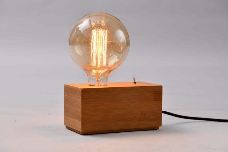 GoodHome Qausuit Bamb E27 bordlampe rektangulær