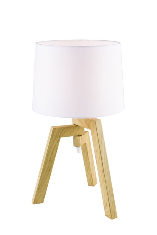 GoodHome Trianoy bordlampe 1-punkts E14 hvid / træ