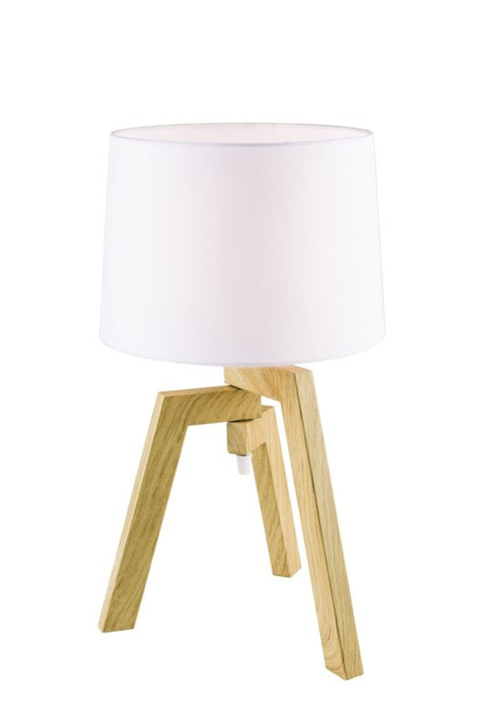 GoodHome Trianoy bordlampe 1-punkts E14 hvid / træ