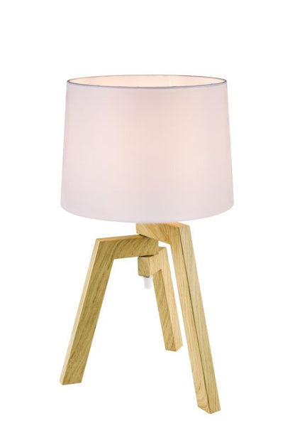 GoodHome Trianoy bordlampe 1-punkts E14 hvid / træ